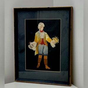 Vintage Victorian Era Framed Matted Silk Needlepoint Hand Crafted Gentleman